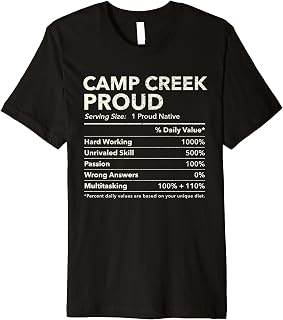 Camp Creek, Tennessee Proud Nutrition Facts Premium T-Shirt