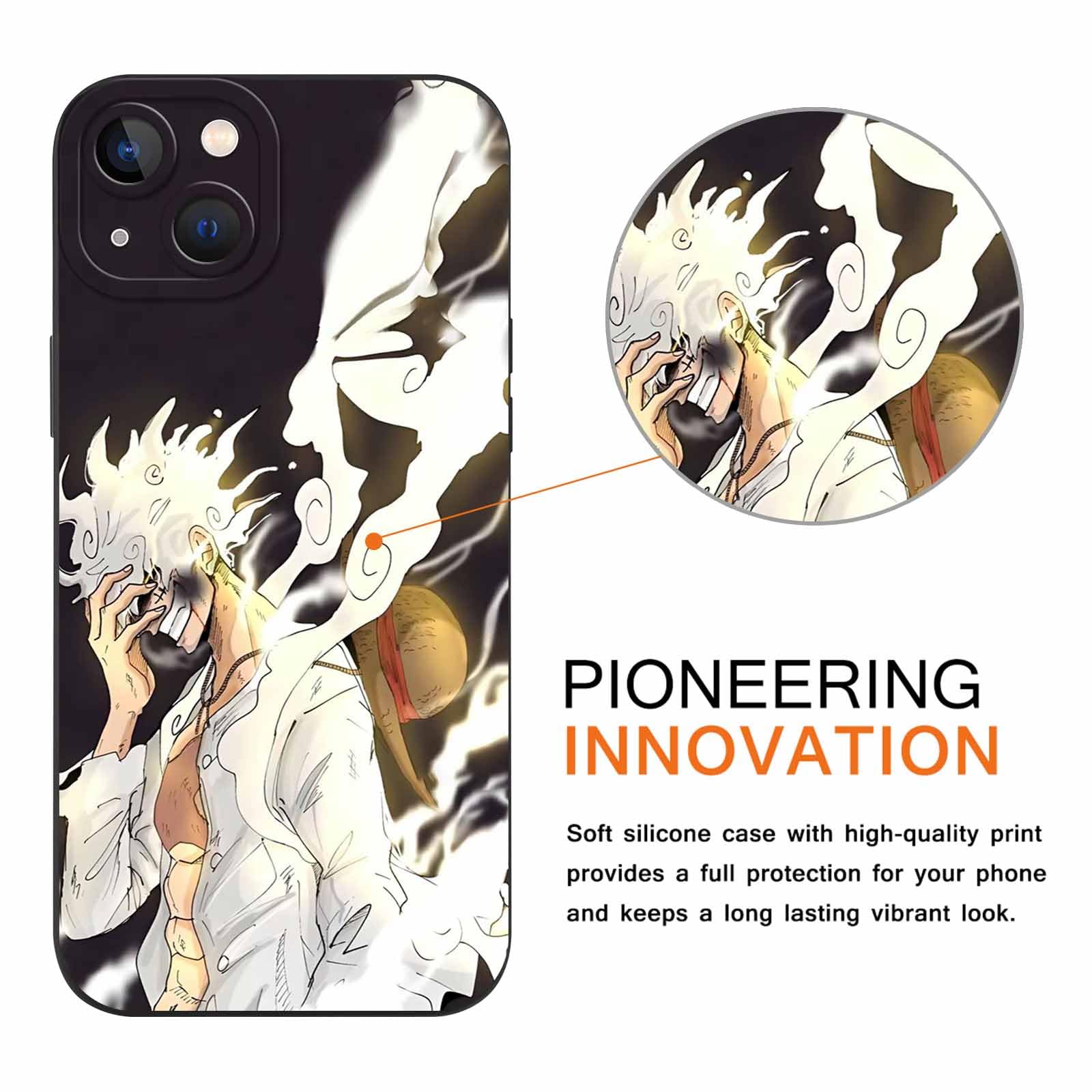 4 Pack Phone Case For IPhone 13 Pro Max 6.7 Inch, Anime Luffy Gear 5 Nika Zoro Sun God Cartoon Manga Pattern Shockproof Soft Aesthetics Design Full Lens Protection Cover For Children Boy Girl, Black