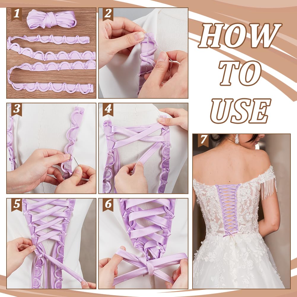 Nbeads Wedding Dress Corset Kit - Adjustable Satin Closure for Formal Prom Lilac, M, 48.1x2.5x0.2cm - Image 4