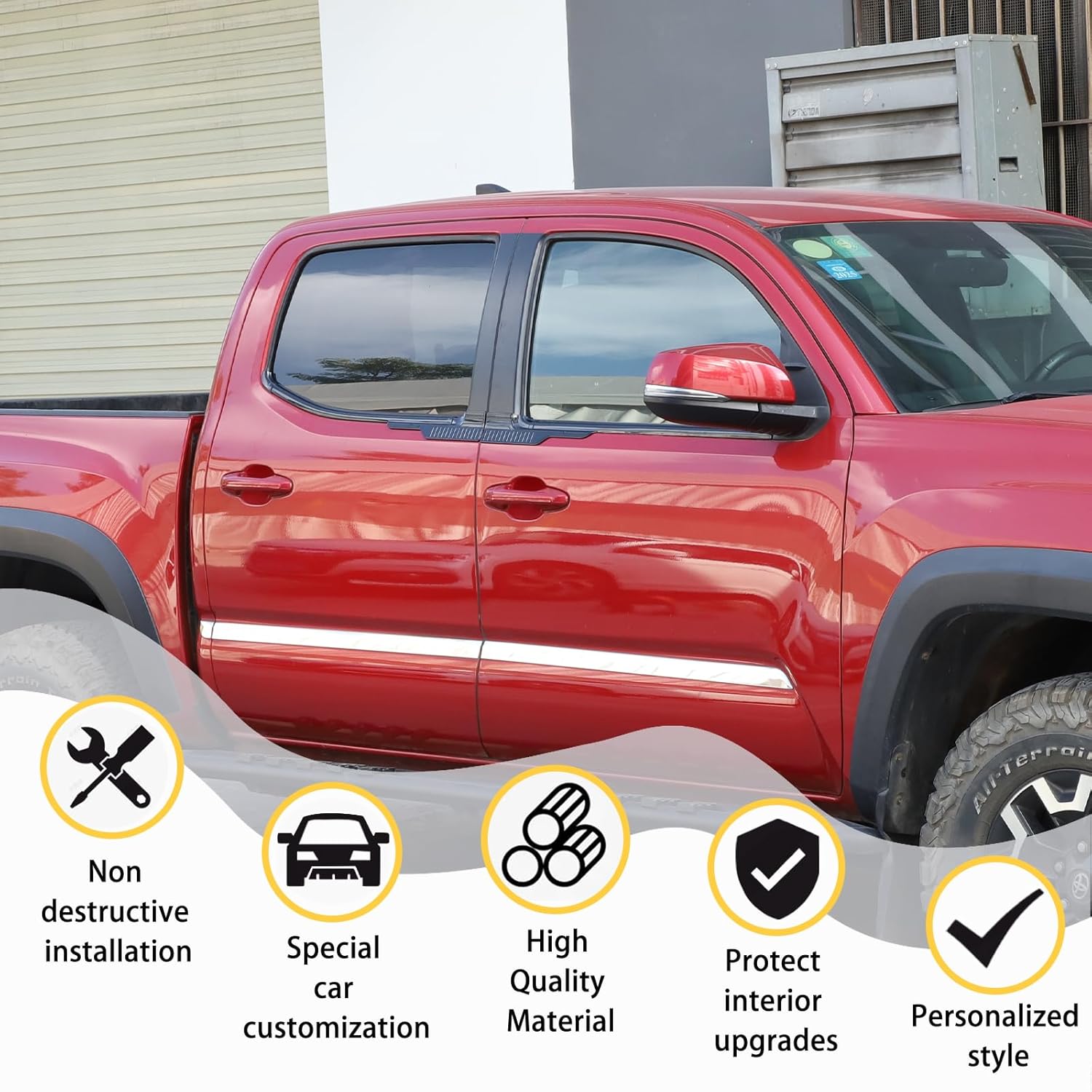 Lower Window Trim Cover Molding Window Bottom Outer Frame Strip Compatible with Toyota Tacoma 2016-2022, Weatherstrip Window Molding Trim Exterior Accessories (Black)