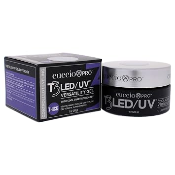 Cuccio Pro T3 LED/UV Cool Cure Versatility Gel- Controlled Levelling- Incredibly Flexible- Strong Adhesion- Thick Viscosity- Fast Application- Quick Cure- Opaque Brazilian Blush- 1 Oz Nail Gel