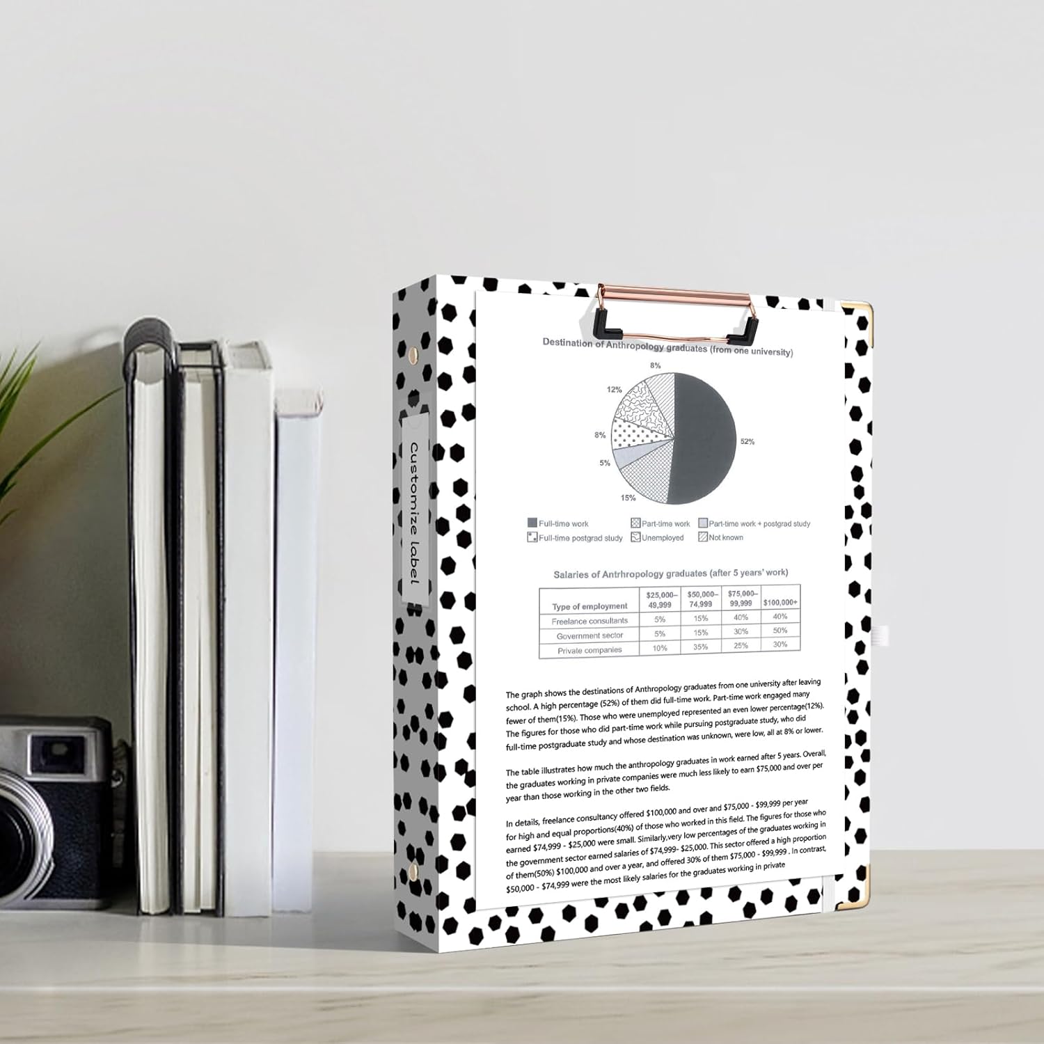 Ospelelf 3 Ring Binder 1 Inch, Cute Binders for Letter Size Documents(11" x 8.5") with 5 Tab Dividers, Clipboard Organizer, Back to School and Office Supplies