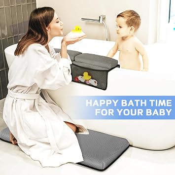 Bebek Banyo Diz ve Dirsek Dinlenme Pedi Seti - Dizler ve Dirsekler için Bebek Banyosu Desteği - Bellek Köpüğü ve Banyo Oyuncakları Düzenleyicili Bebek Banyosu Temel Diz Altı Pedi