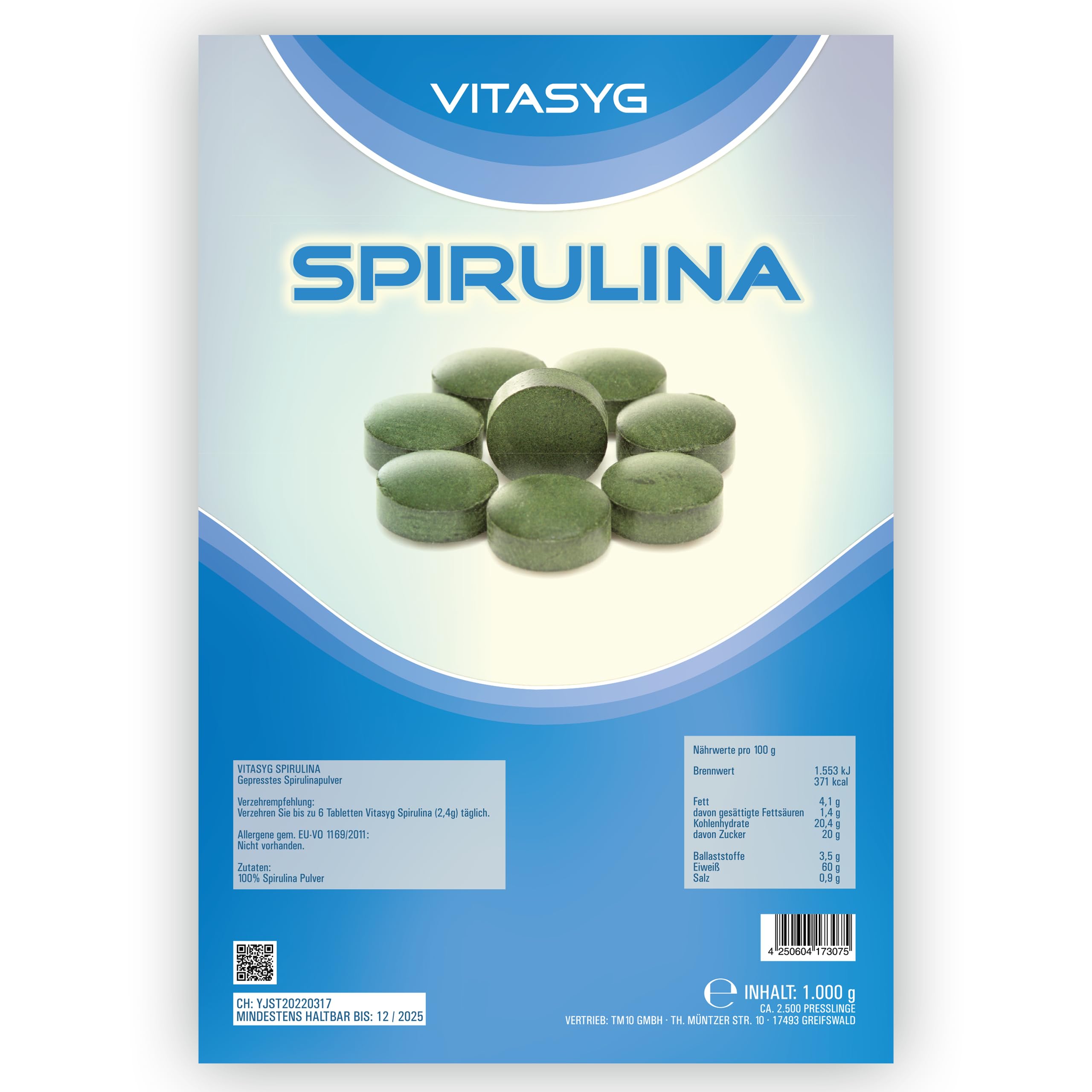 Spirulina Tabletten 1000g - 2500 Presslinge a 400mg - Spirulina Platensis Algen