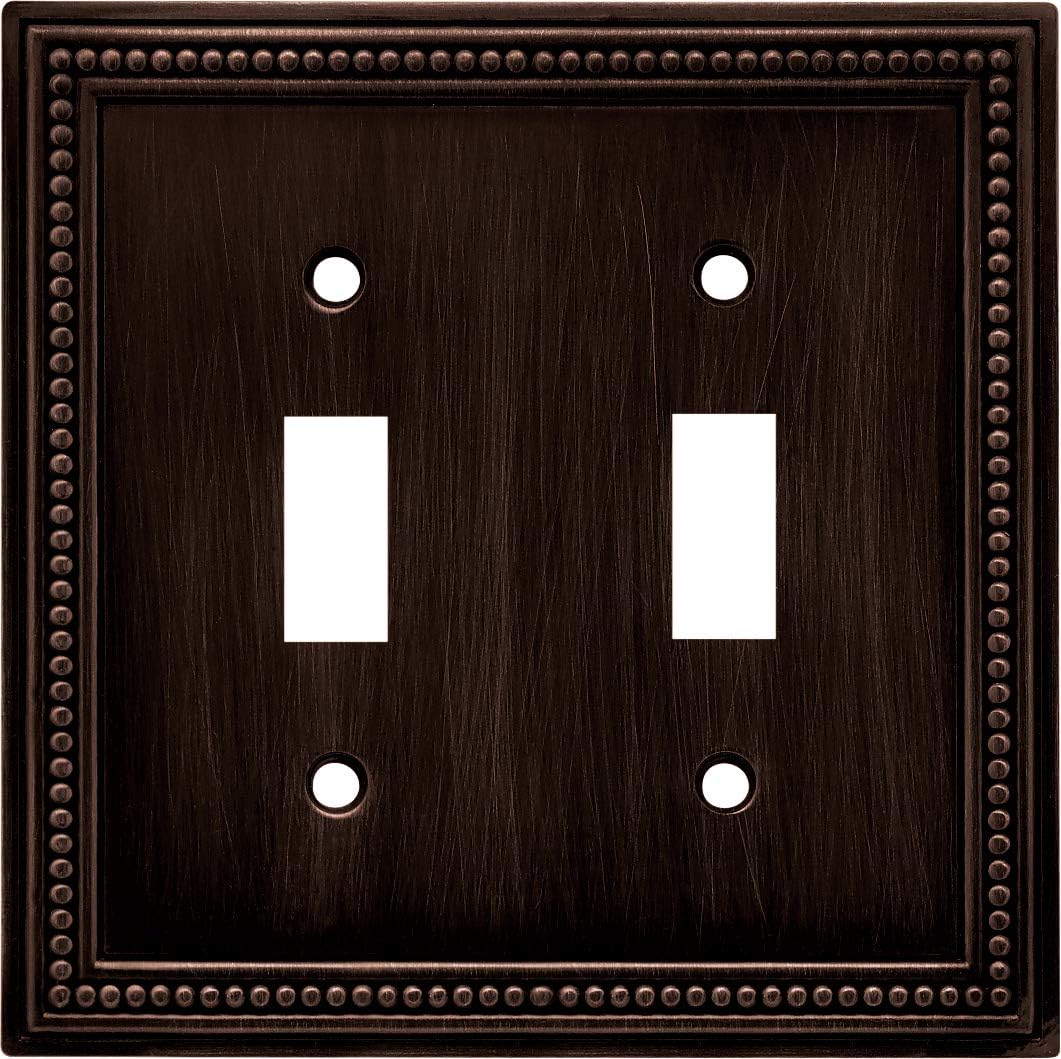 Brainerd 64409 Beaded Double Switch Wall Plate/Switch Plate/Cover, Venetian Bronze