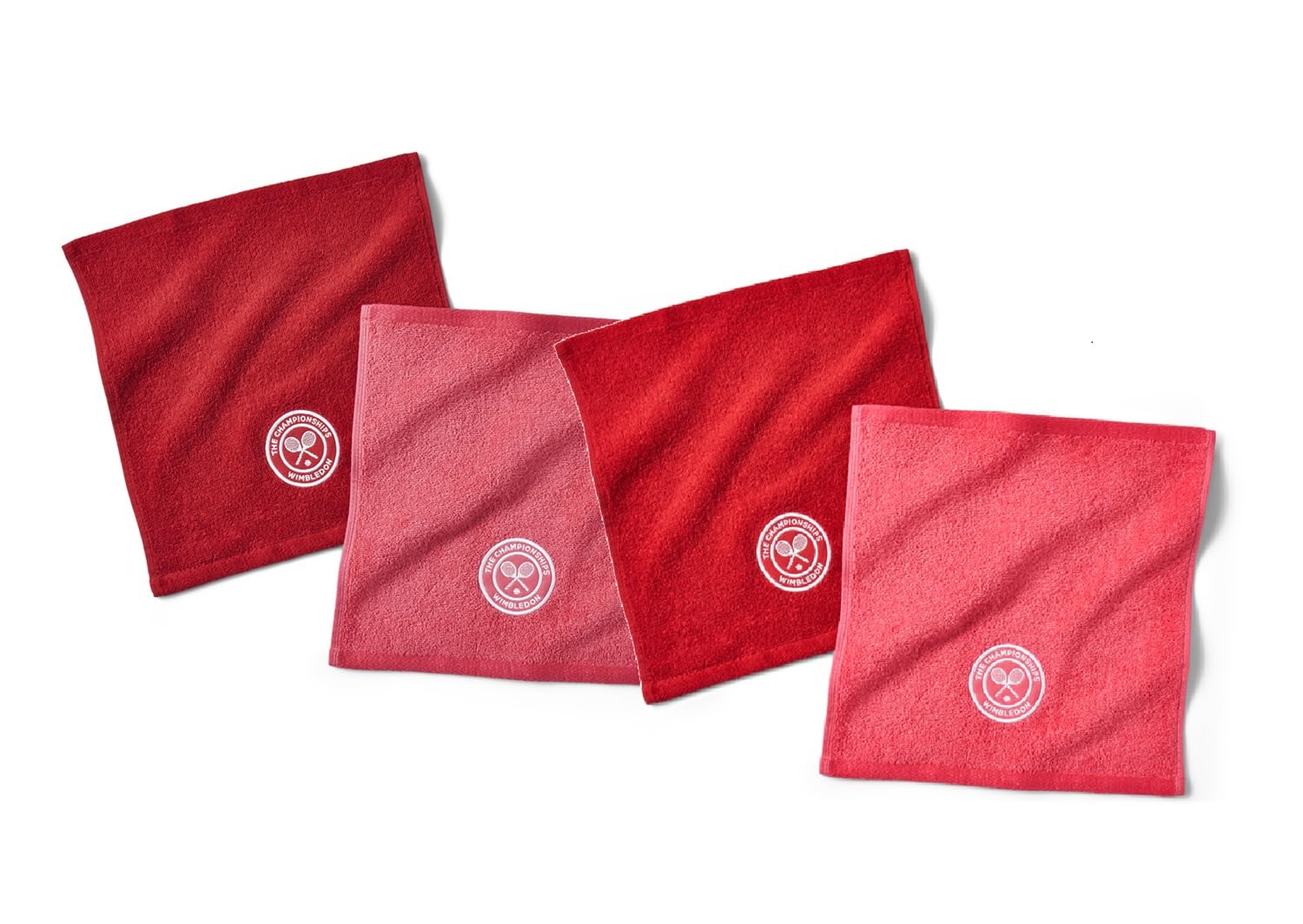 Wimbledon Face Cloths | Pack Of 4 | 30cm x 30cm | Soft Cotton | Official Tennis Championships Merchandise | 2026 Seasonal Colours | 2 Strawberry Red 2 Pink