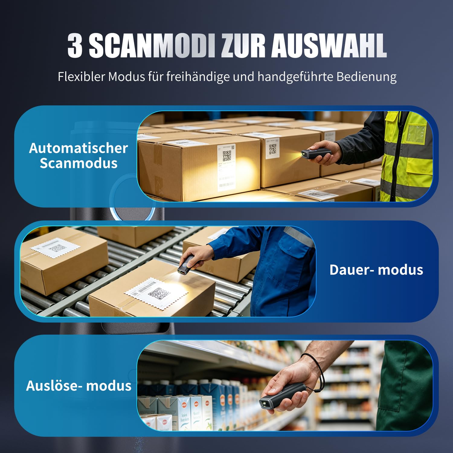 NetumScan Bluetooth-1D/2D/QR Tragbar Barcodescanner mit Ladestation U820 Scannt Data Matrix/EAN, kompatibel mit Windows/Mac/Android/iOS, für Lager, Logistik, Industrie & Einzelhandel