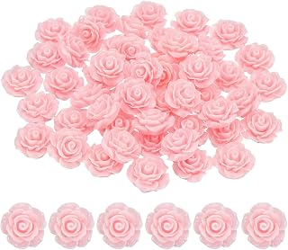 PATIKIL 20mm Rose Flower Resin Cabochon, 50 Pcs Mini Rose Flower Flatback Resin for Scrapbooking DIY Crafts Phone Case Decor Jewelry Making, Light Pink