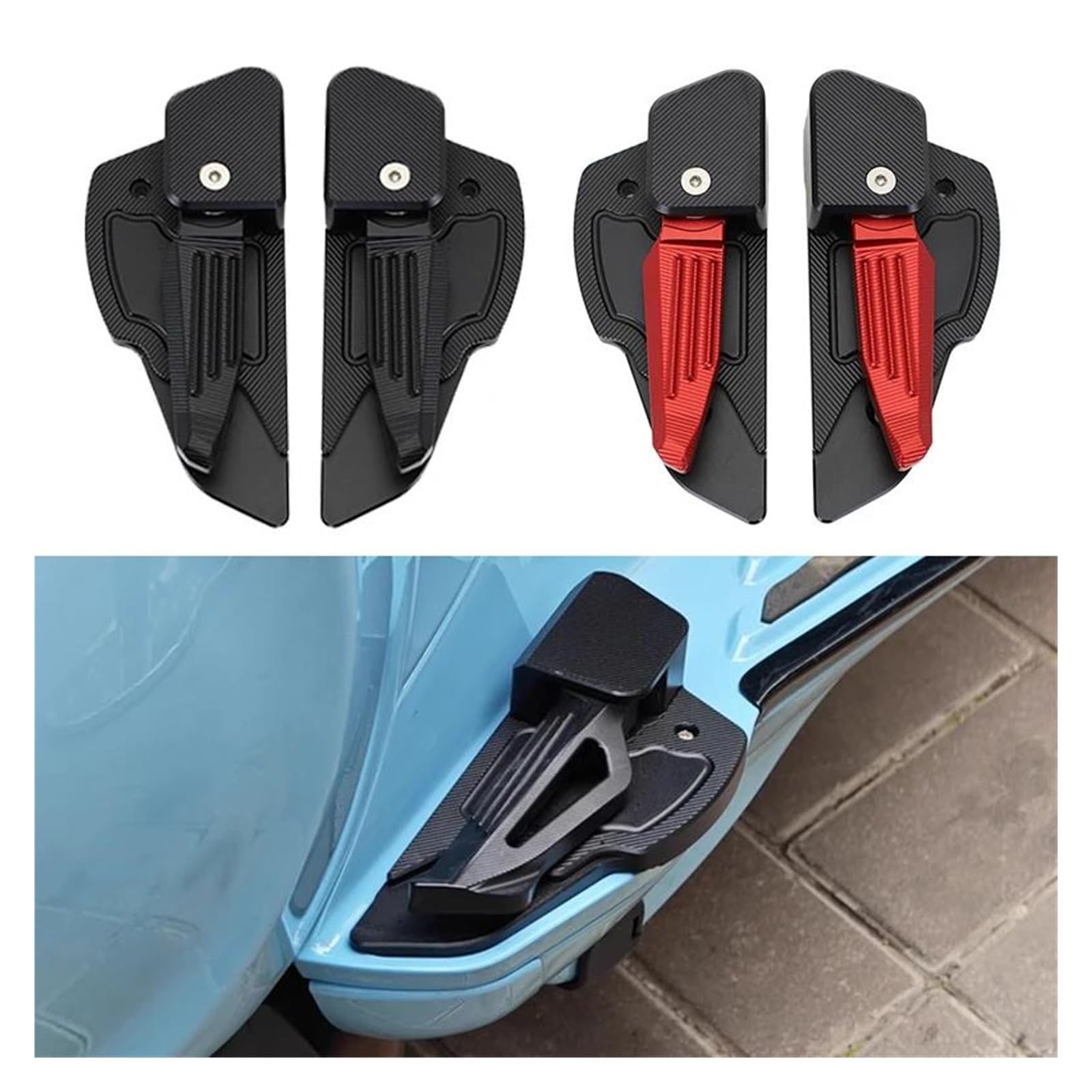 Motorrad Fussrasten FÜR Vespa FÜR Sprint FÜR Primavera 50 125 150 Motorrad Rücksitz Beifahrer Fußrasten Pedale Abdeckung Pad Zubehör Fussrasten Anlage(Black)