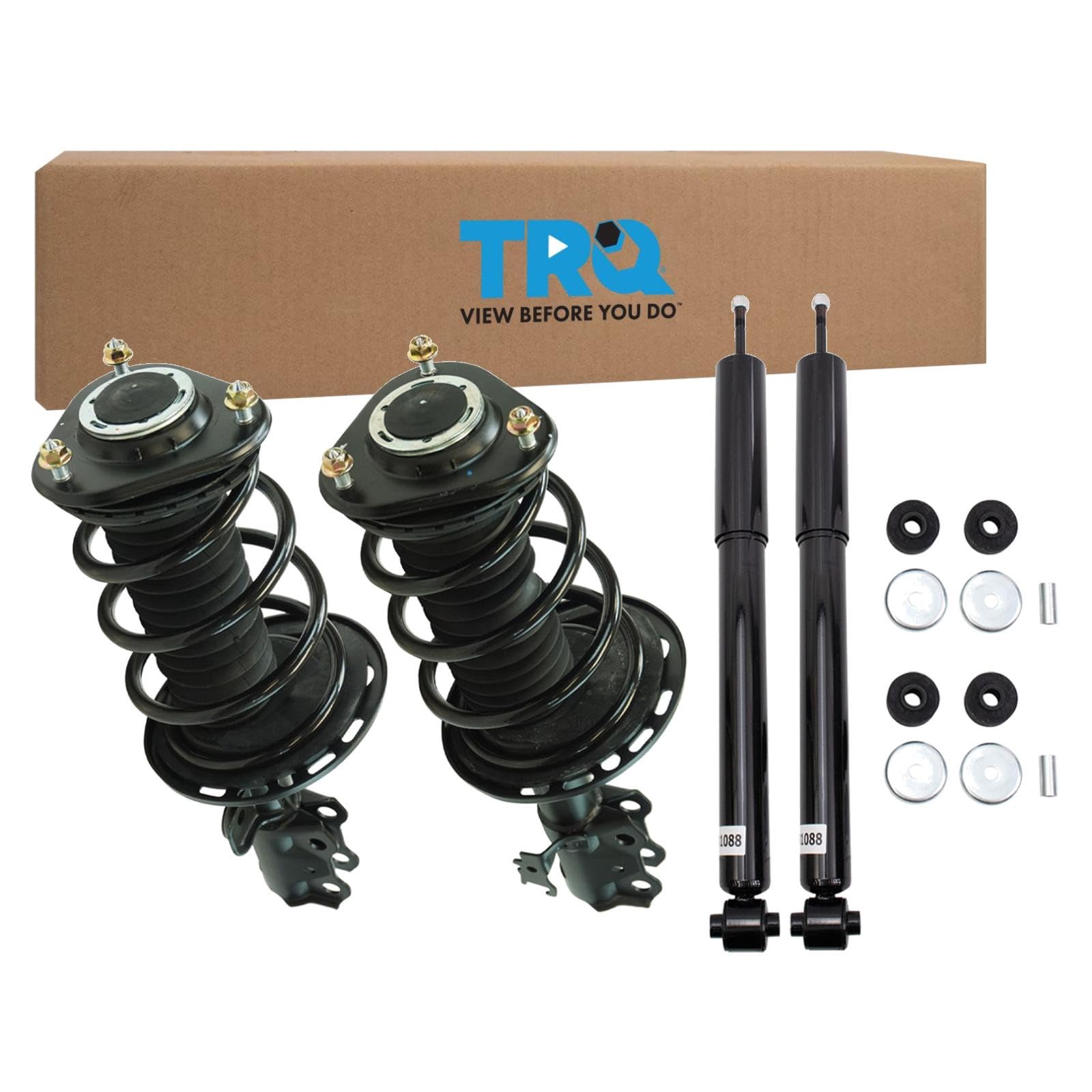 TRQ Front and Rear Complete Strut Assembly &amp; Shock Absorber Kit Complete Strut &amp; Coil Spring Assembly Compatible with 2011-2016 Scion tC
