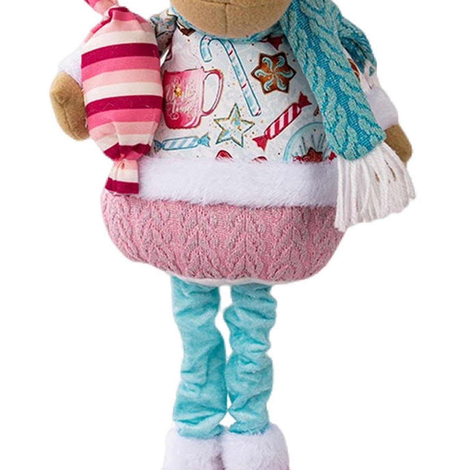 Qianly Muñeco Navideño Adorno de Peluche Figura de Navidad Muñeco con Base Fija Material Poliéster Adecuado para Biblioteca Decoración Familiar Regalo Creati, Alce, Individual