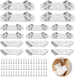 16 Stück 2 mm Dicke Winkelverbinder Dreiecksstütze Dreieckshalterung Edelstahl Eckwinkel 60*30mm Dreieck Form Ecke Klammer, Eckhalterung Winkel Möbelverbinder für Holzregale Schränke Tische