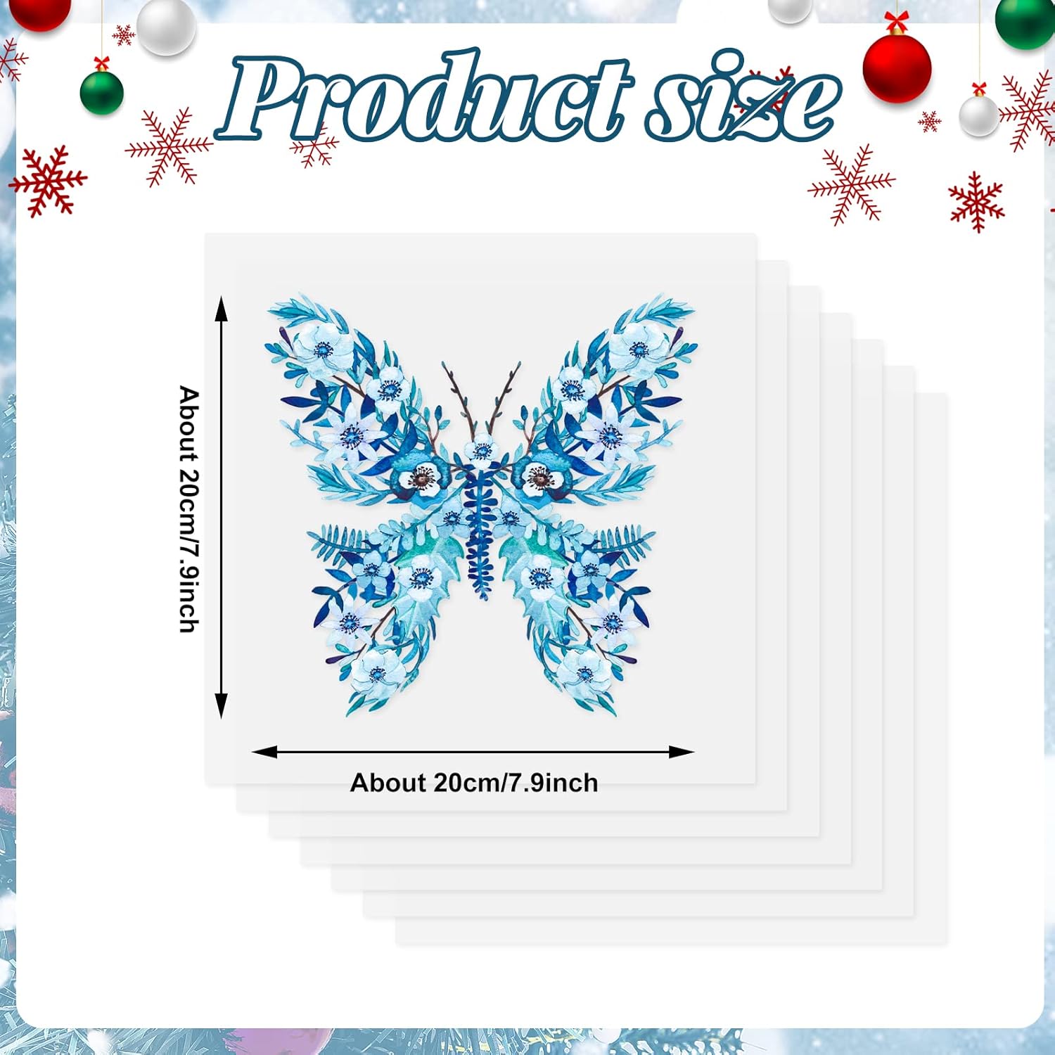 Christmas Blue Iron on Transfers Decals for Clothing Design, Heflashor 12PCS Winter Snow Heat Transfer Vinyl Stickers Patches, Xmas Santa Gnome Pattern HTV Iron on Decals for T-Shrits, Hoodies
