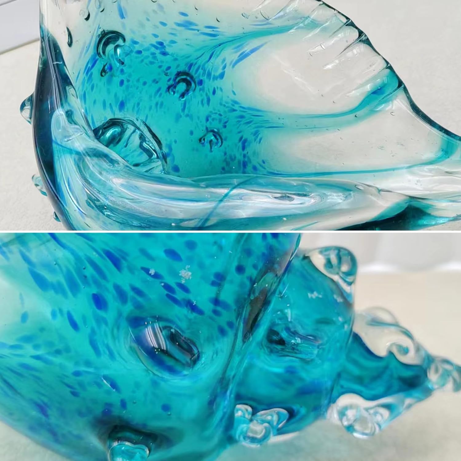 Conch Shell Modern Seashell Decor Collectible Portable Blown Glass Decor Decortive Glass Art Desktop Hand Blown Glass for Office Home Decor 8.7x4.7in