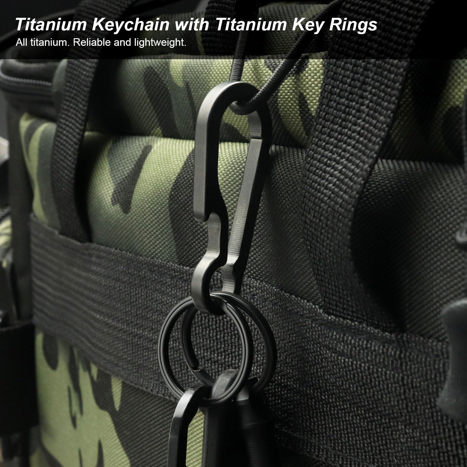 PJYTAC Titanium Carabiner for Keys Heavy Duty Keychain with Key Rings Black Side Pushing Easy Anti-Lost Quick Release Key Chain Bottle Opener