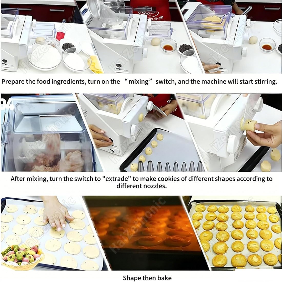 Biscuit Form Maker,Automatic Cookies Making Machine,180w Biscuit Maker,50-60rpm/Min Speed,Incl 8 Different Nozzles and Various Types of Biscuit Molds,for Dessert Shop/Kitchen