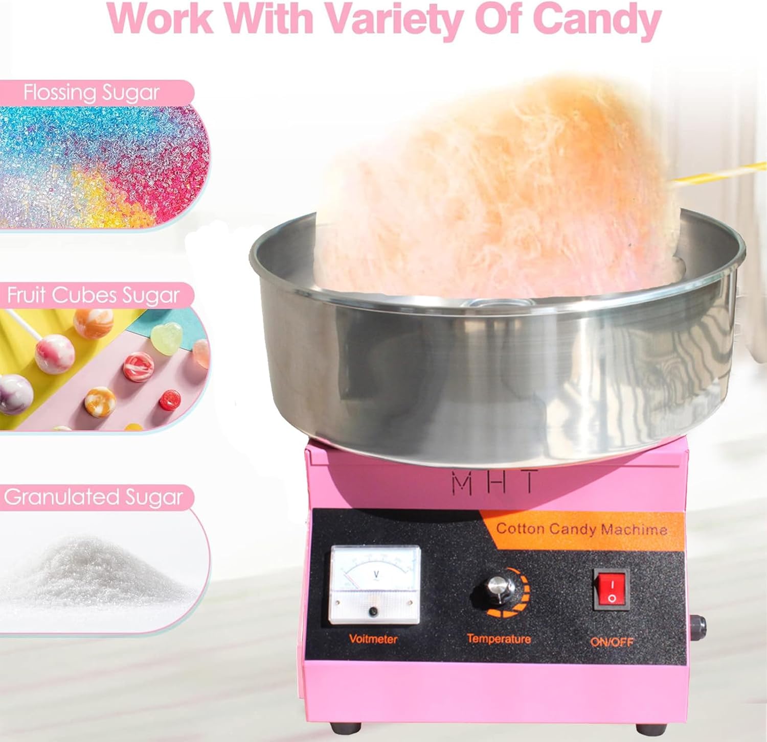 Commercial Cotton Candy Machine, Cotton Candy Machine, Electric Cotton Candy Machine, Cotton Candy Machine for Home Events, Outdoor Birthday Party