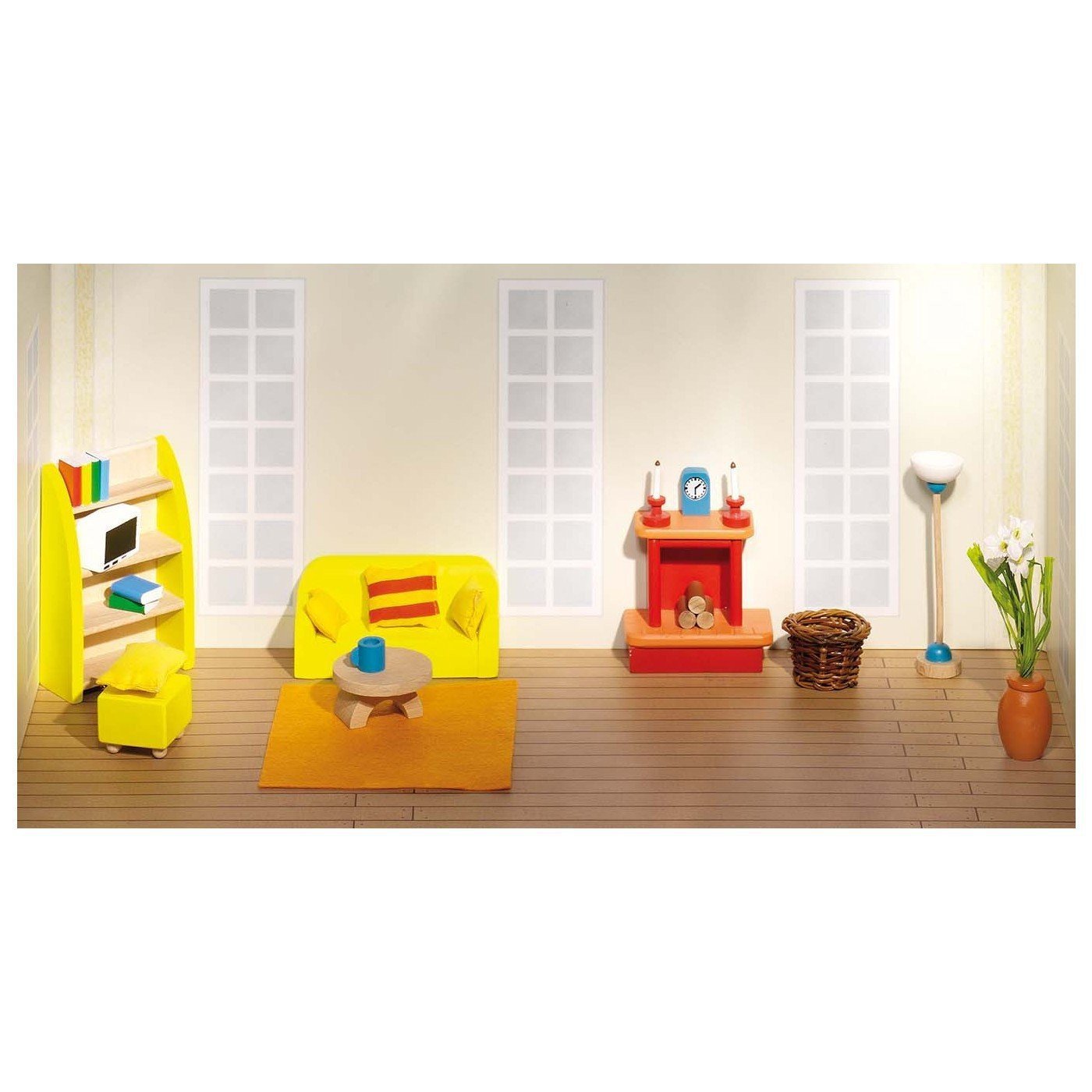 GoKi 51904 Wooden Doll's House Living Room, 34 pieces, Mixed, 11.5cm