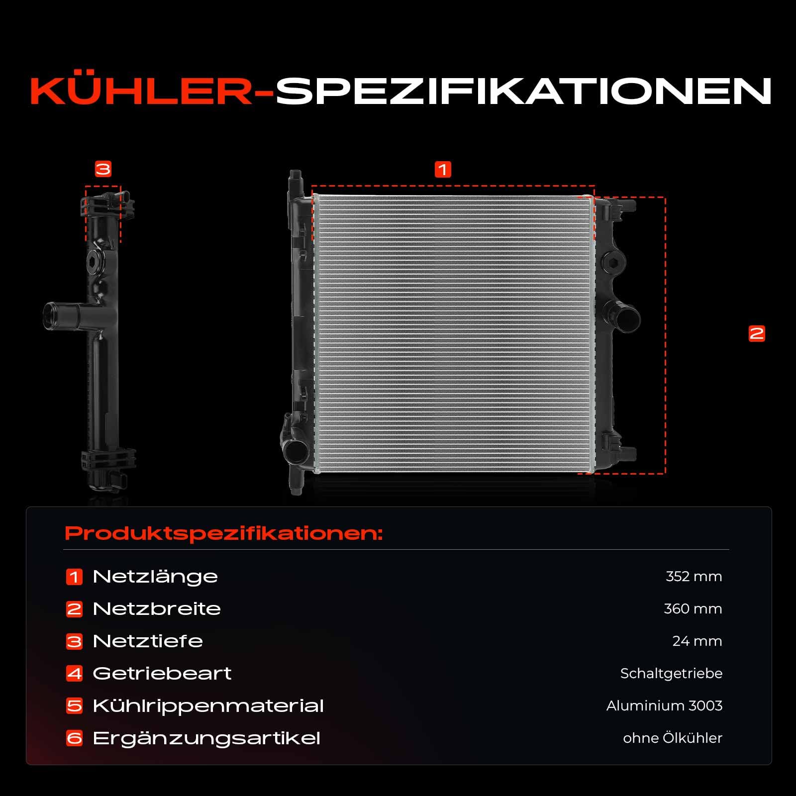 Frankberg Kühler Wasserkühler Motorkühler Schaltgetriebe Kompatibel mit Mii KE1 KF1 1.0L Electric 2011-Heute Citigo NF1 1.0L 2011-2019 E-Citigo NE1 Electric 2019-2021 Replace# 1S0121253AM