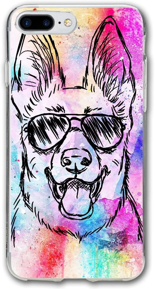German Shepherd Dog Wear Glasses IPhone 7 Plus Case Texture Pattern Premium Hybrid Protective Clear Case