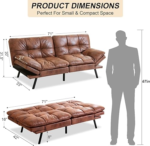 Miniatura 58 de Opoiar Cama con espuma viscoelástica, sofá futón convertible con reposabrazos ajustables, juegos de sofás multifuncionales para apartamento, Gris