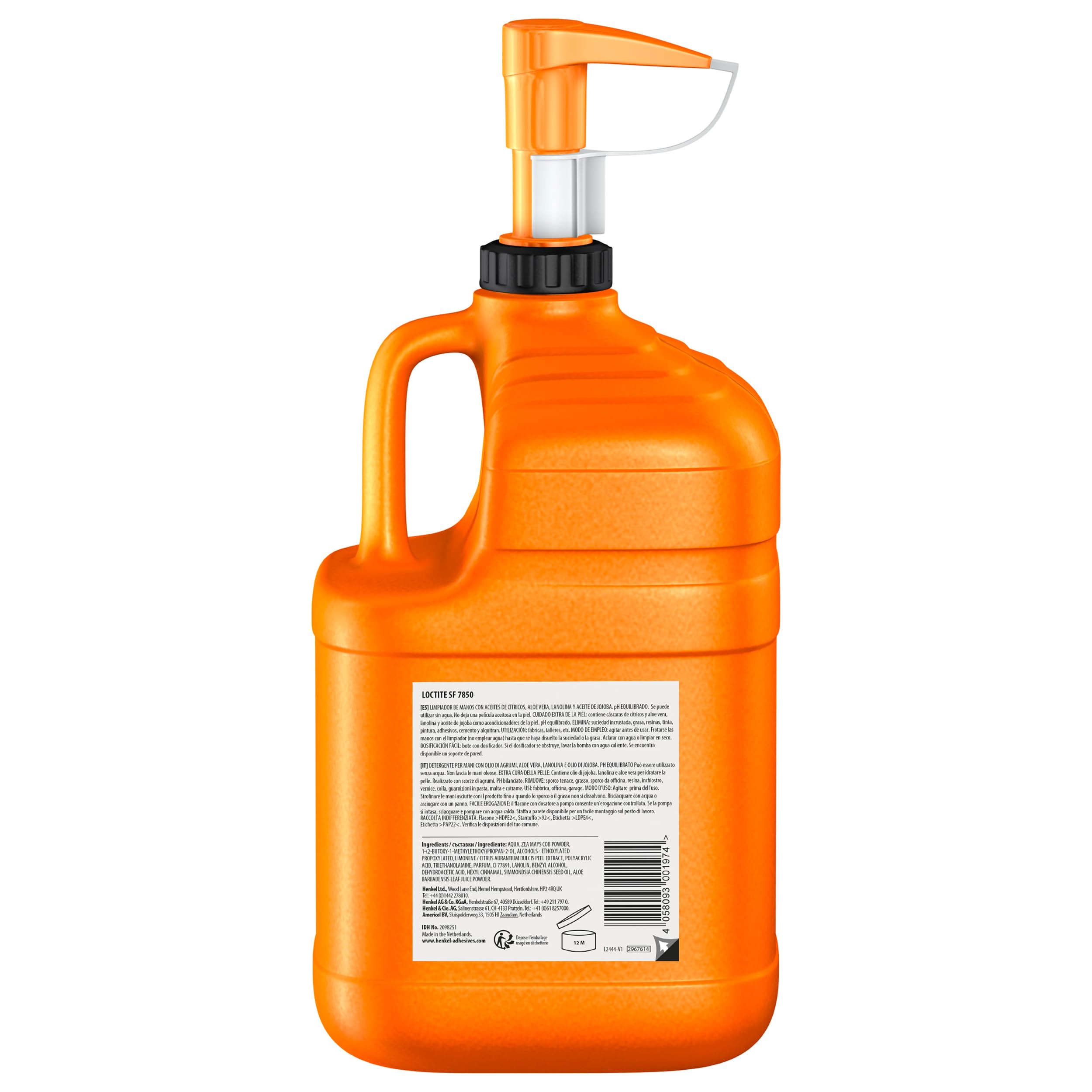 LOCTITE SF 7850, Detergente mani multiuso, Lavamani biodegradabile, Sapone mani con estratti naturali utilizzabile senza acqua, 1 flacone da 400ml