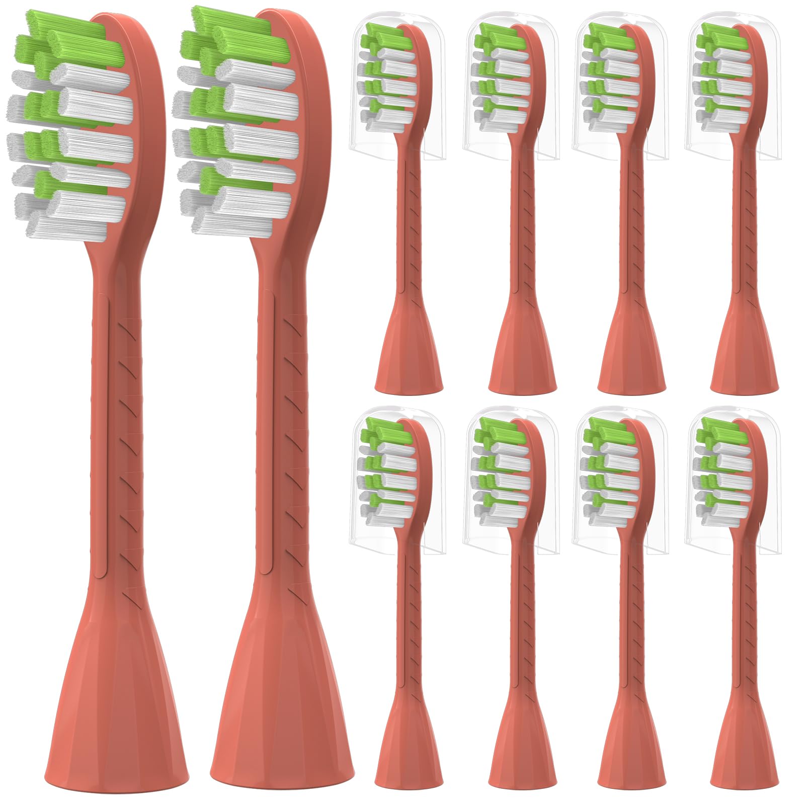 YMPBOToothbrush Replacement Heads Compatible with Philips One Series Sonicare Battery Toothbrush HY1100, 10 Pack Replacement Heads, Soft Bristles, Orange Red