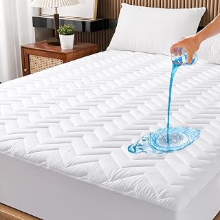 Unilibra Queen Waterproof Mattress Protector - Quilted Breathable Ultra Soft Pad, Deep Pocket Fits 6-25" Mattresses, White