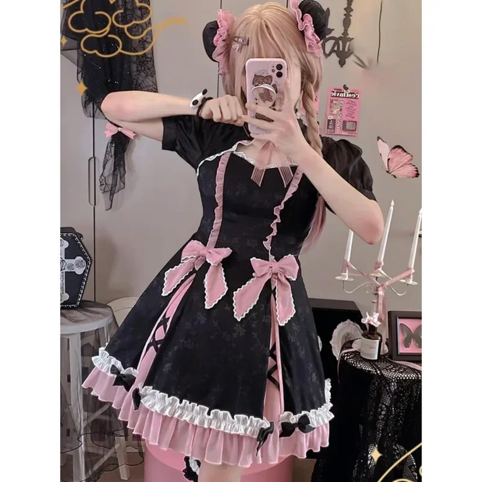 Amazon.co.jp: オリジナルスウィートブラックピンクボウジャカード