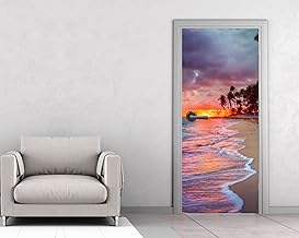 WHITECRAFTS Beach View Door Wallpaper | Self-Adhesive Vinyl Sticker | Peel and Stick Murals for Doors, Almirahs, Tables, Fridges | Waterproof, (30x78 inch) | N_P20_D299