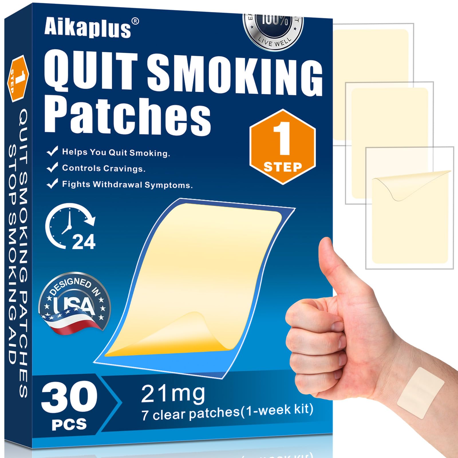 Aikaplus Adesivos de Nicotina 21 mg – Etapa 1 para Parar de Fumar ...
