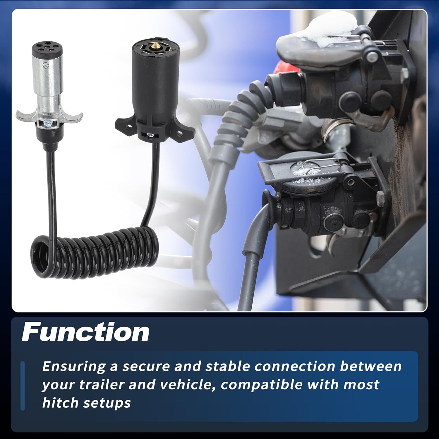 7 Pin to 6 Pin Trailer Hitch Harness Plug Kit 8.5ft Trailer Wiring Harness Connector 7 Way Adapter Converter for RV Truck Vehicle Connection