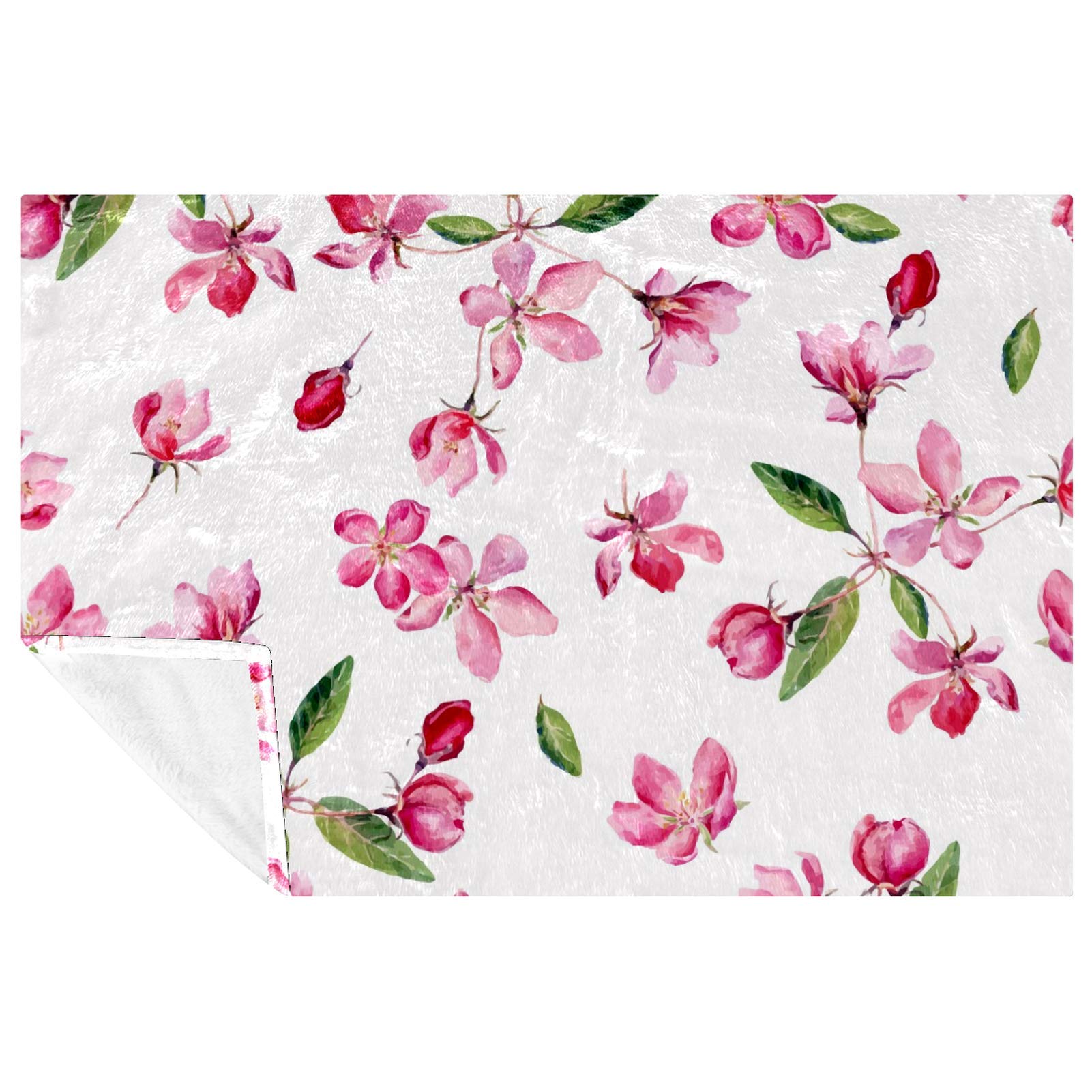 Couverture douce et chaude cerise aquarelle Bolssom jeté de canapé lit pique-nique 150x100