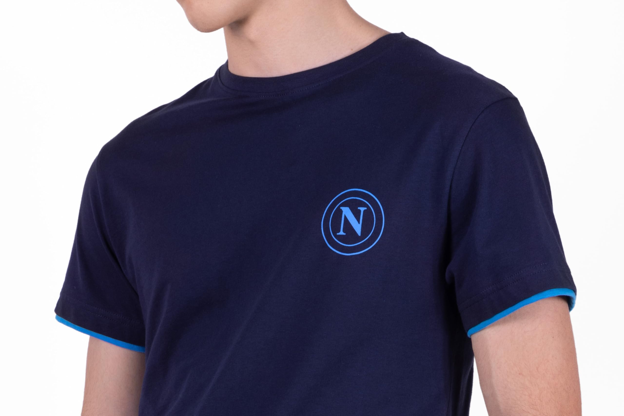 S.S.C. Napoli, Parte sopra Maniche Corte Homewear in Jersey, 100% Cotone, Blu Navy, Unisex