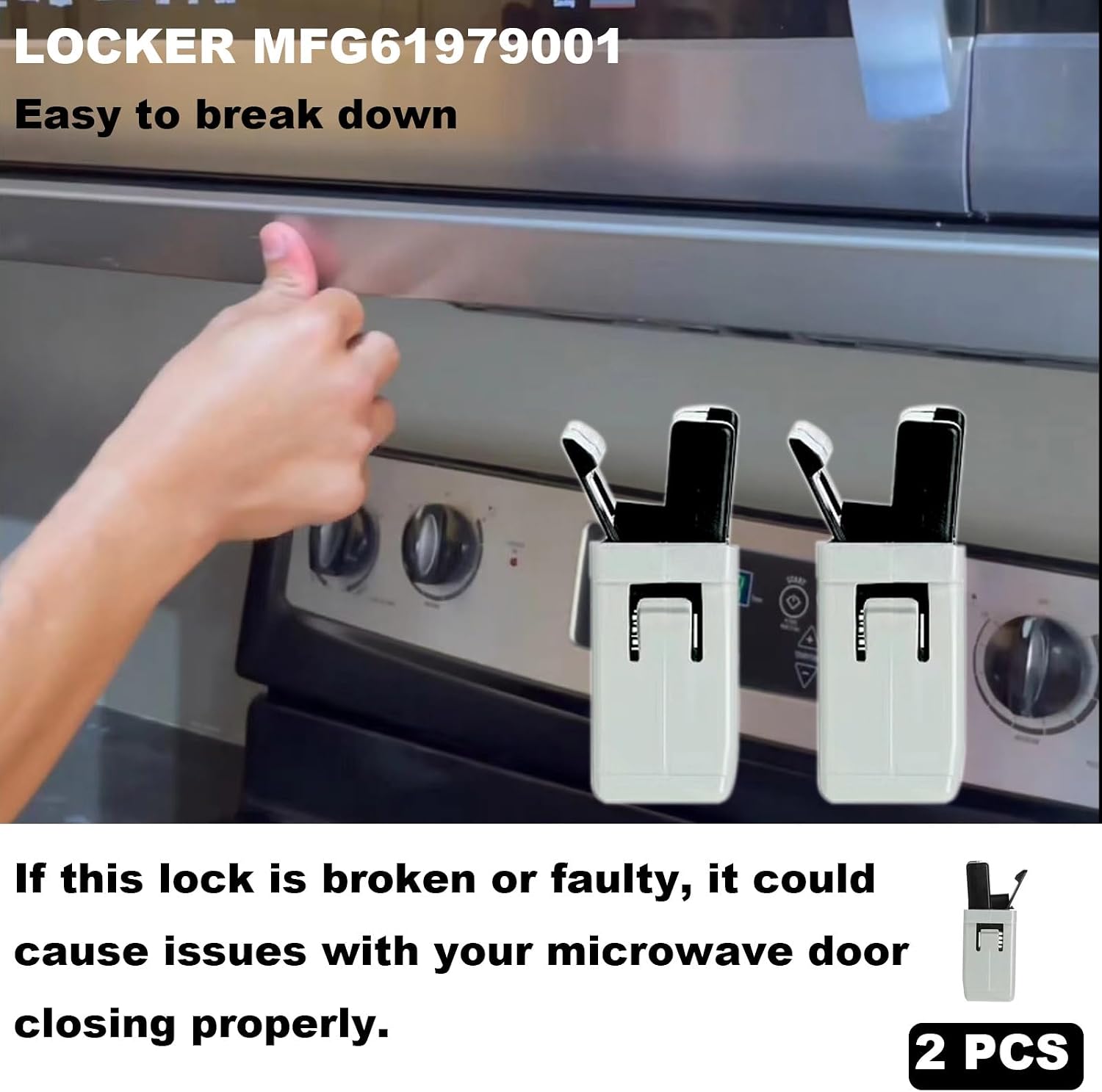 2Pcs MFG61979001 Locker Microwave Slide Out Hood Locker Fit for LG Microwave, MFG61979001 Locker Compatible with Kenmore Microwave Ovens (Black or White)