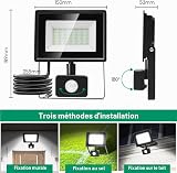 Aigostar Projecteur LED Détecteur de Mouvement 30W,2510LM Ultra Mince Spot LED Extérieur Avec Détecteur, Blanc Froid 6500K,Lumière de Sécurité Etanche IP65 pour Jardin,Patio,Cour,Allée,2PC - 6