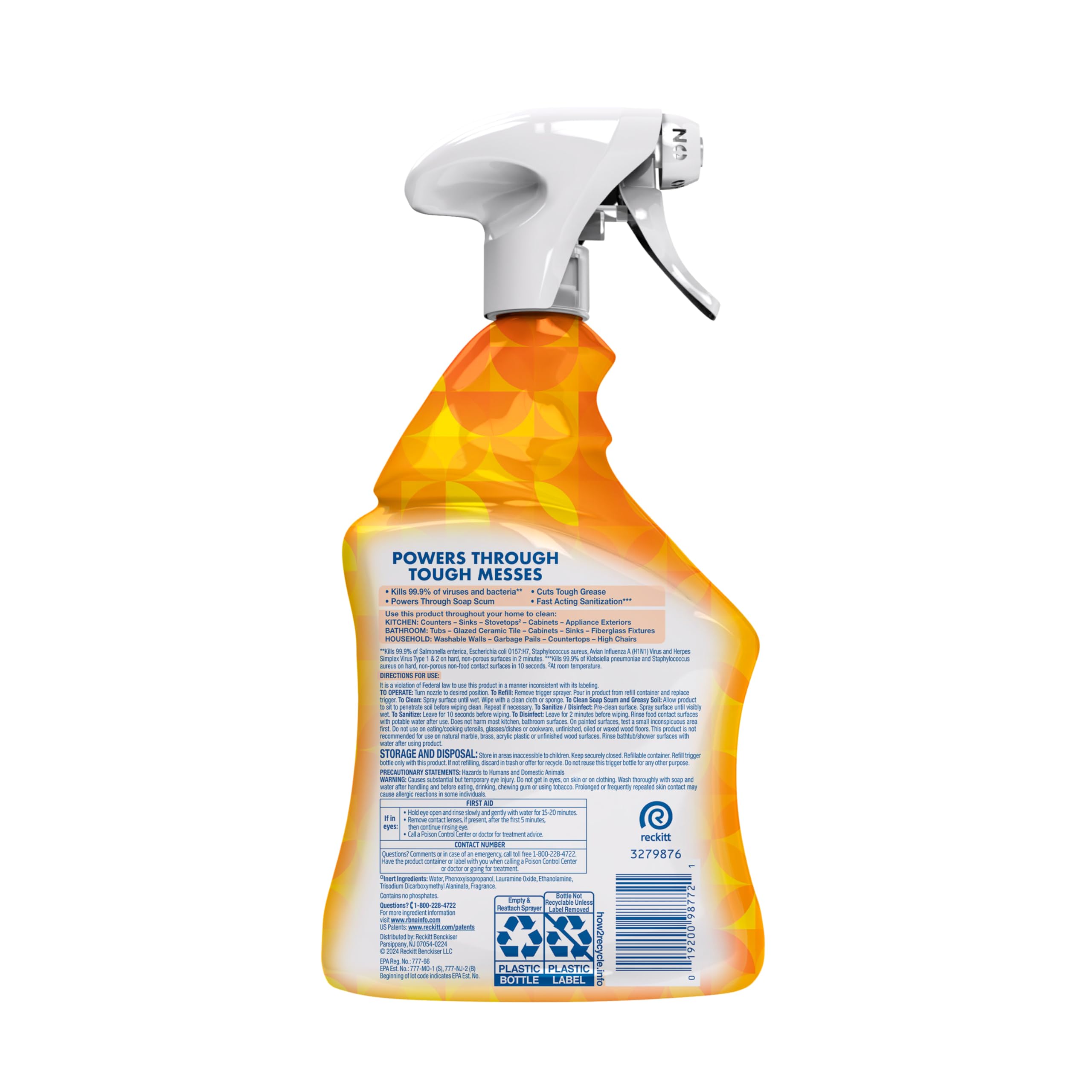 Lysol All Purpose Cleaner Spray, Multi-Purpose Disinfecting Spray, Kitchen & Bathroom Cleaner, Mango & Hibiscus Scent, 32 Fl Oz