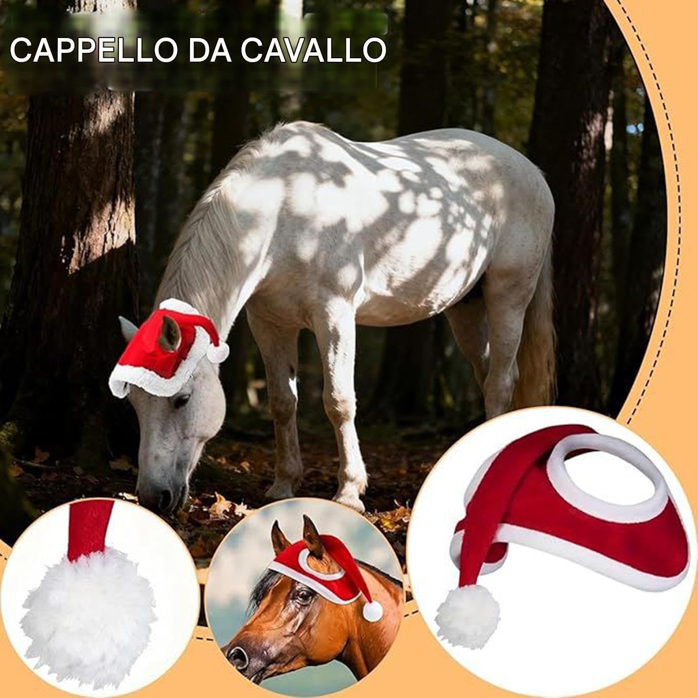 Cappello da cavallo di Babbo Natale - Costume da equino per le vacanze 54x46 cm, imbottitura senza sella traspirante, elegante accessorio per l'equitazione | Christmas Farm Ranch Amanti degli animali