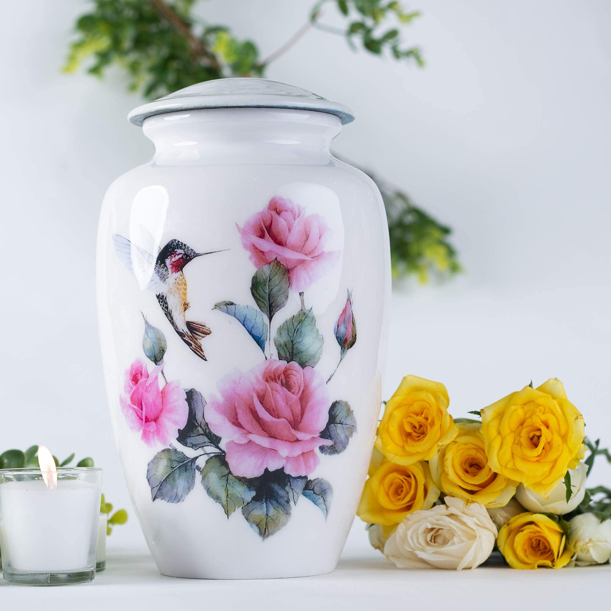 Bold & Divine,Urna de cremación de colibrí para adultos,Urna de cremación para cenizas humanas adultas urnas para cenizas de adultos (grande/adulto) con bolsa de terciopelo única para tu ser querido
