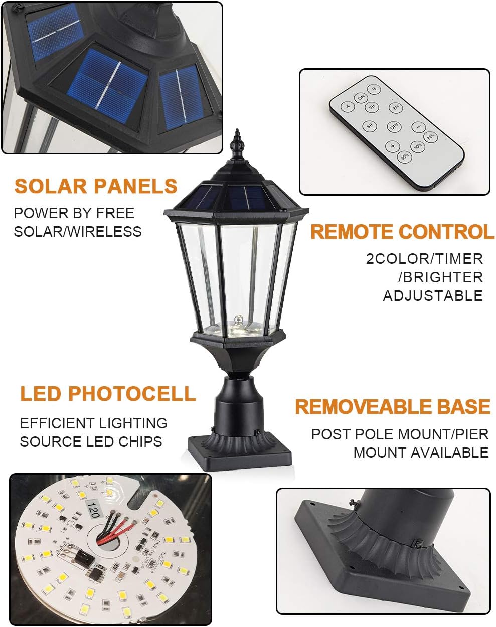 Solar Post Lights with Adapter Base, Aluminum Angola Ubuy