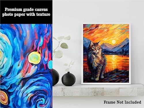 Miniatura 3 de Bestbuddy Pet 11x14 noche estrellada sin marco inspirado en Van Gogh bosque noruego gato lago montañas familia amante de animales mascota pintura al