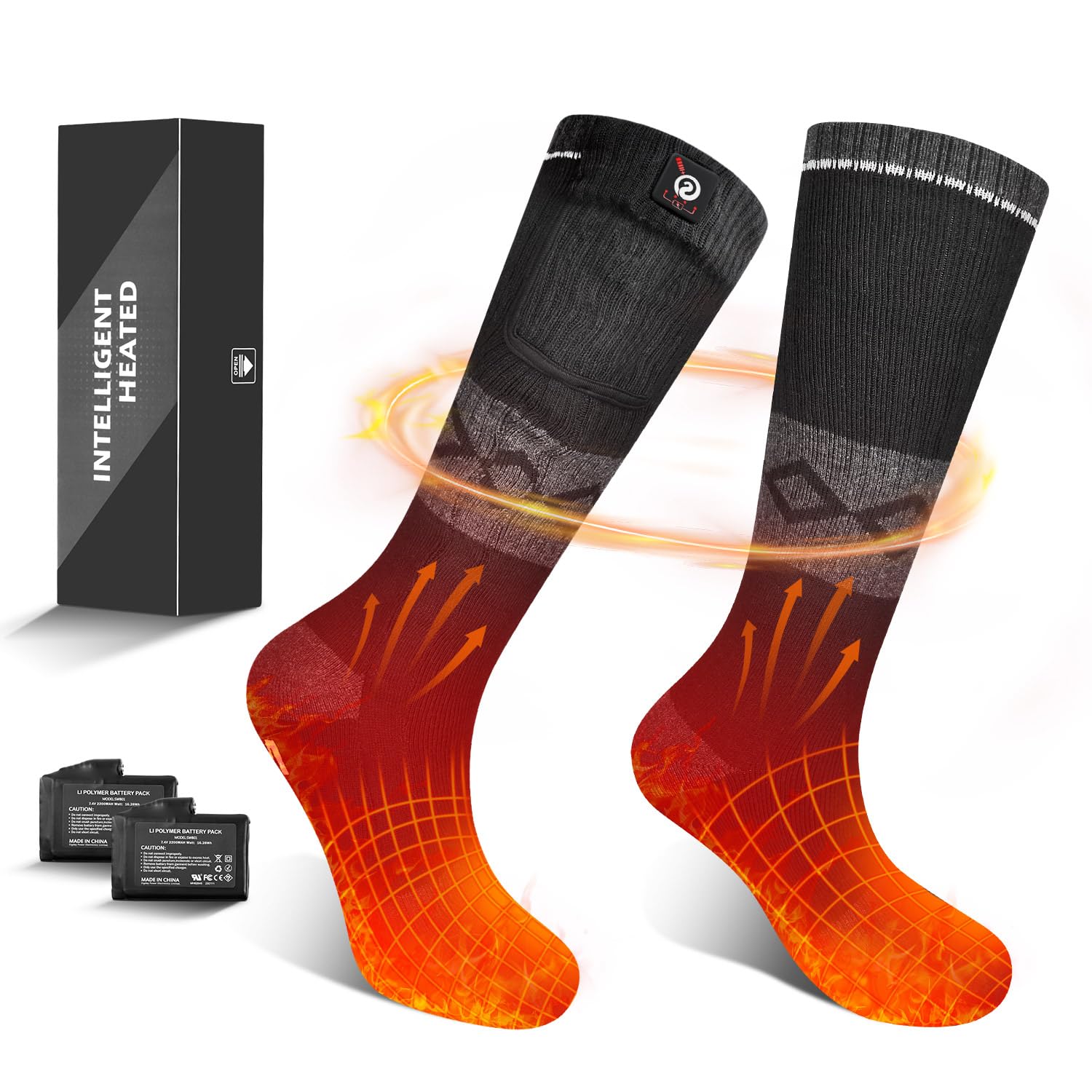 Calcetines Térmicos para Hombre Mujer Batería Recargable Calcetines Eléctricos en Invierno Frío Calcetines Térmicos para Caza Camping Esquí Senderismo Pesca Montar Motociclismo
