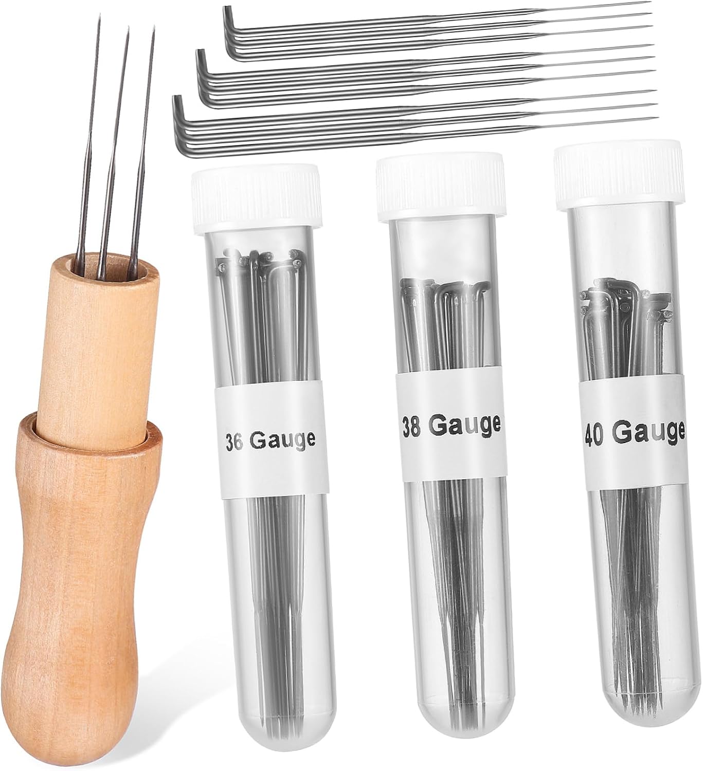 VILLCASE Needle Felting Kit Wooden Handles 8-Piece Wool Felting Needles for Crafting DIY Projects