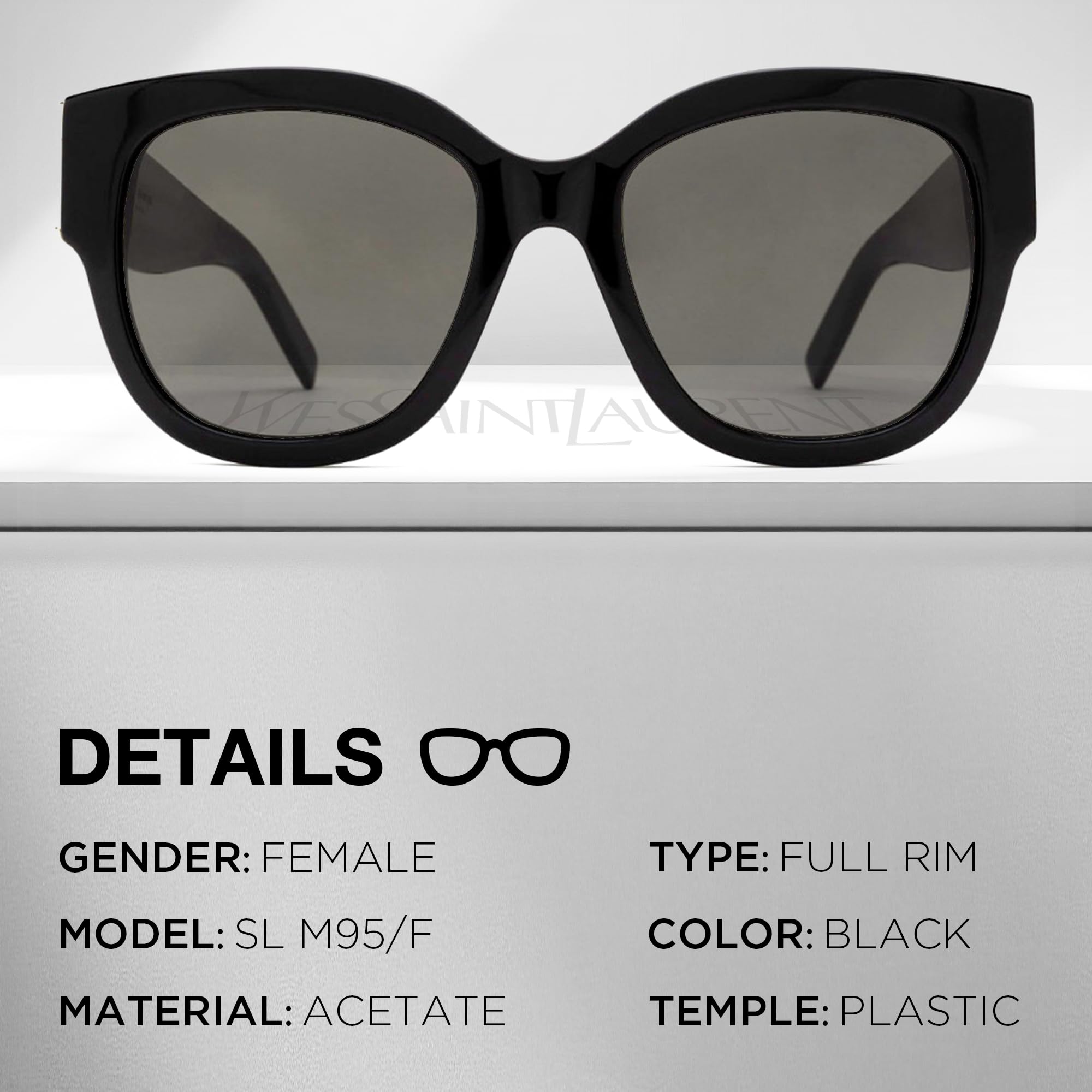 SAINT LAURENT SL M95/F Square Shape Sunglasses With Eyewear Kit Bundle - High Bridge Fit - Men's Designer Square Sunglasses