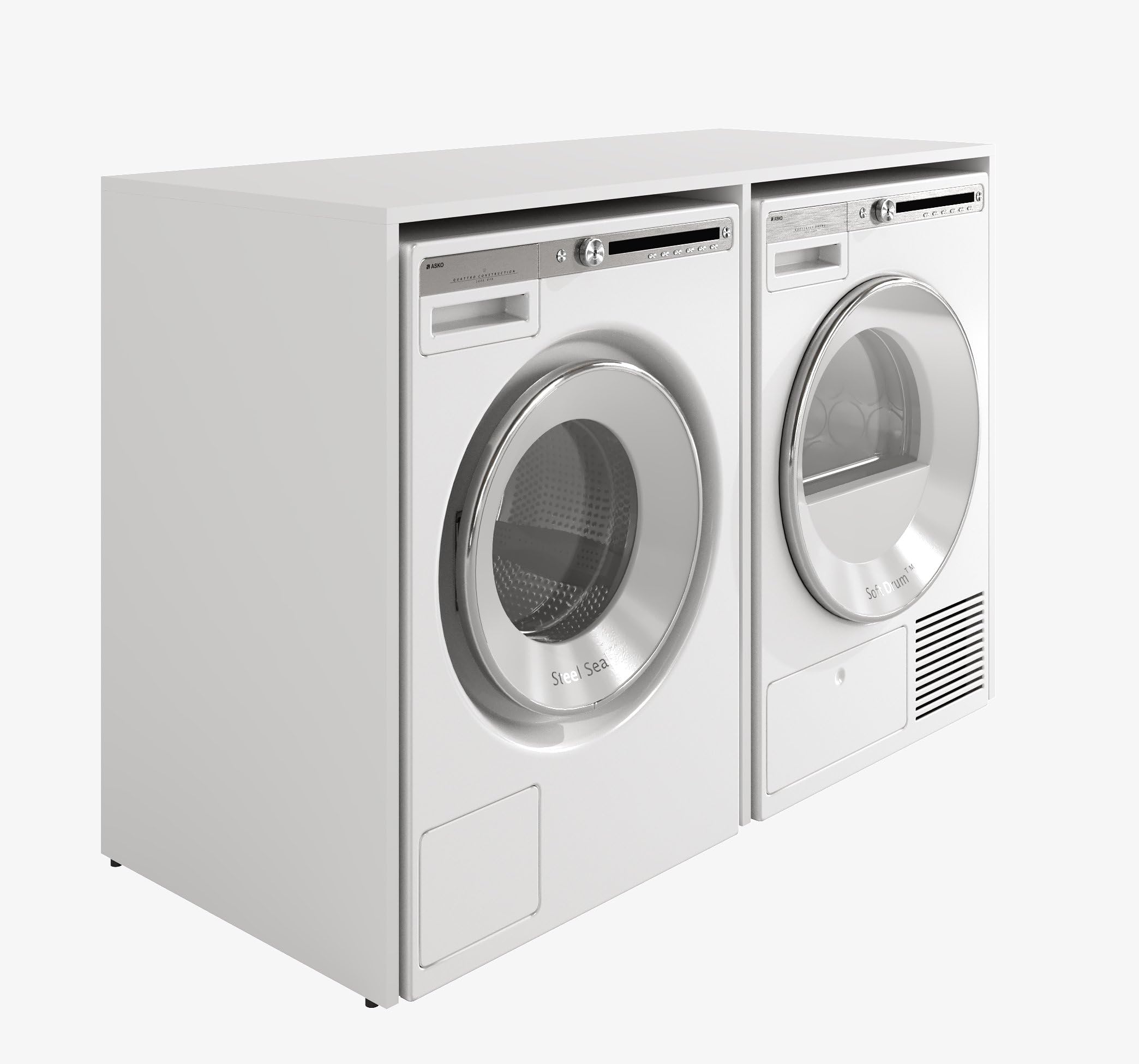 PLATAN ROOM Armadio alto per lavatrice o asciugatrice 130 cm di larghezza mobile per lavatrice o asciugatrice per bagno (65 cm di profondità, bianco opaco)