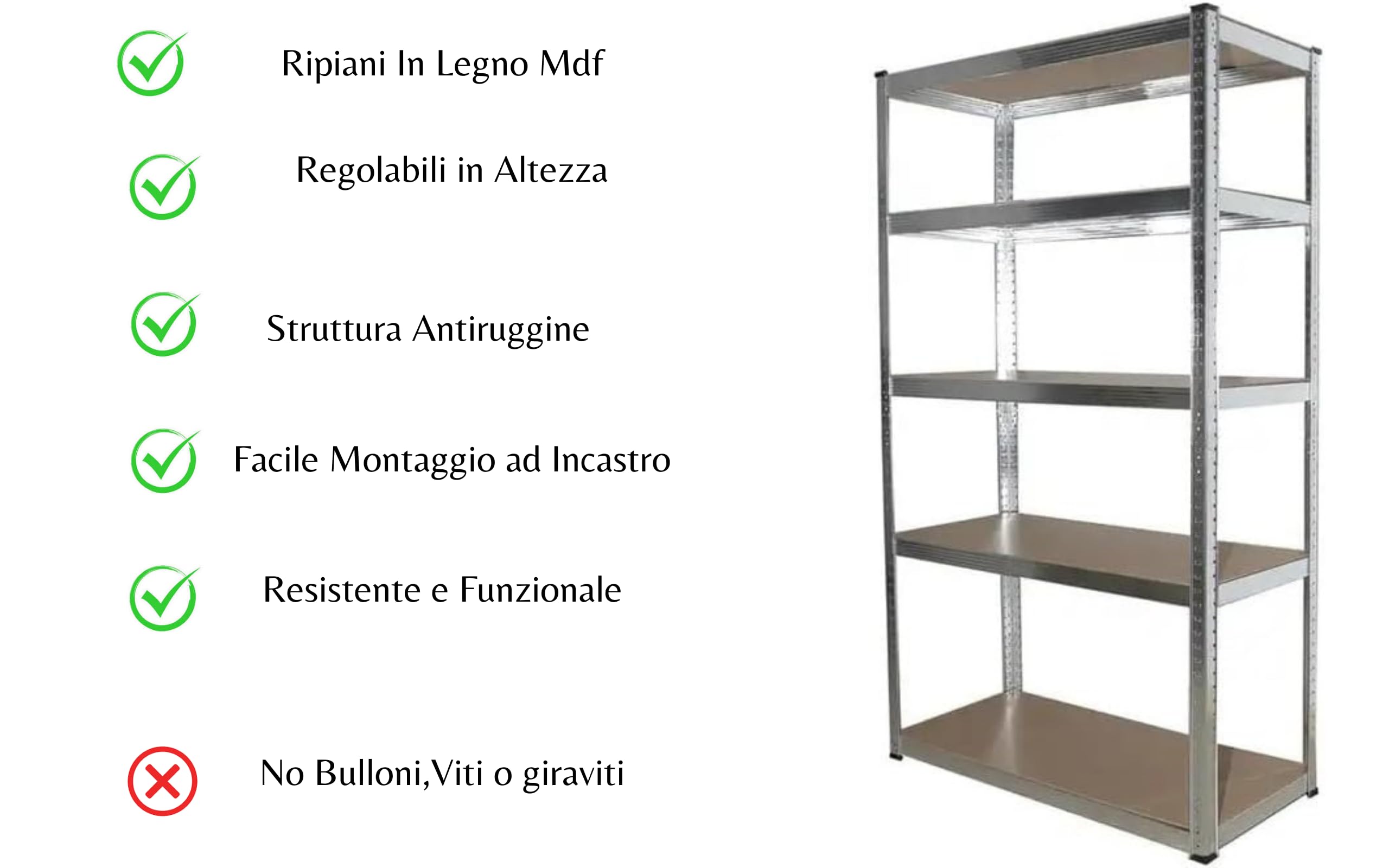 Scaffale In Metallo per Garage Scaffali Ripiani in MDF Scaffalatura Alta Portata Fino a 875 kg 5 Ripiani Regolabili 90 x 40 x H180cm per Box Ripostiglio Officina Cantina Magazzino Modulare (2)