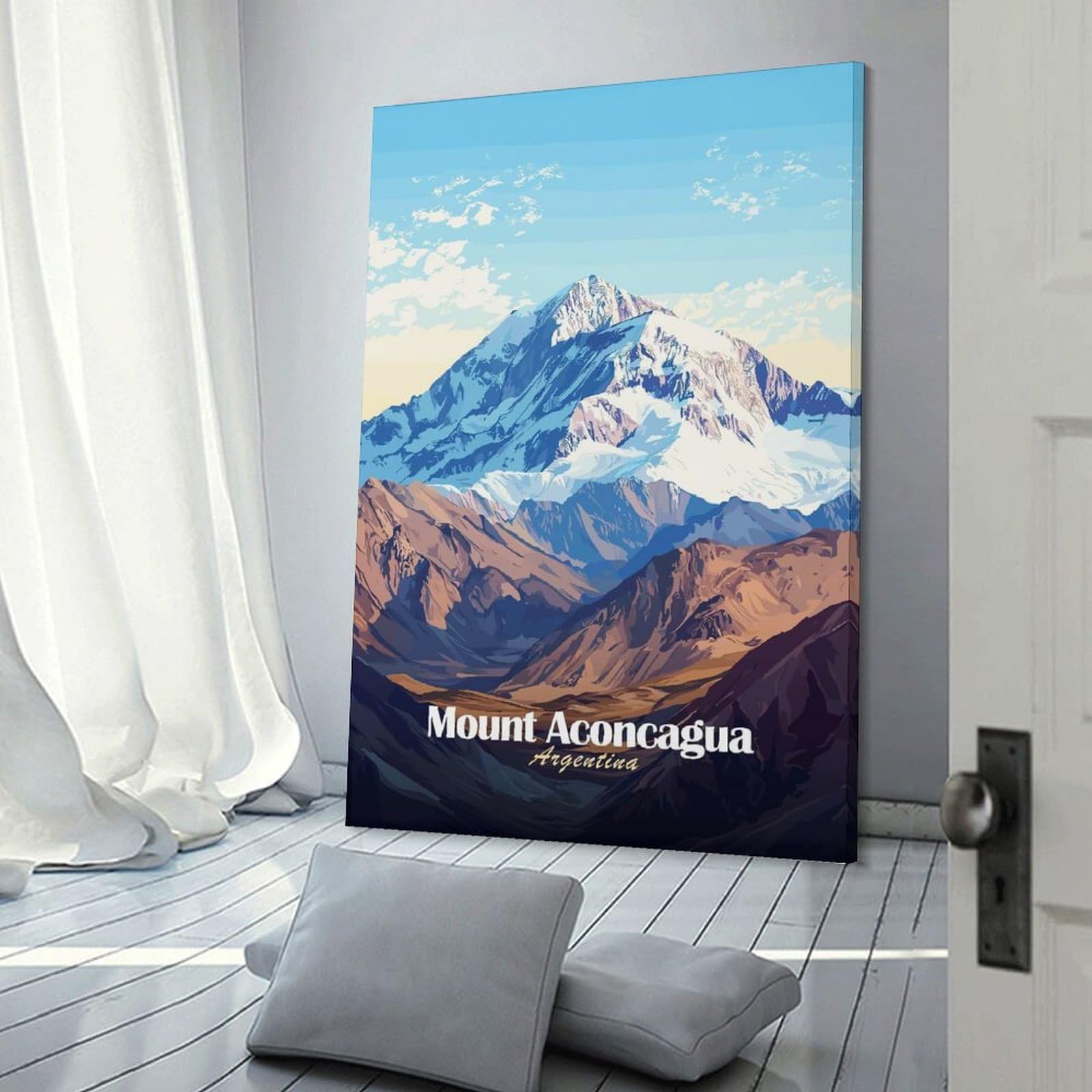 Junmoney Mount Aconcagua, Argentina Decorative Canvas Print 20x30inch(50x75cm), for Corridors, Hallways Or Apartment Entries, Decorative Wall Art for Narrow Spaces