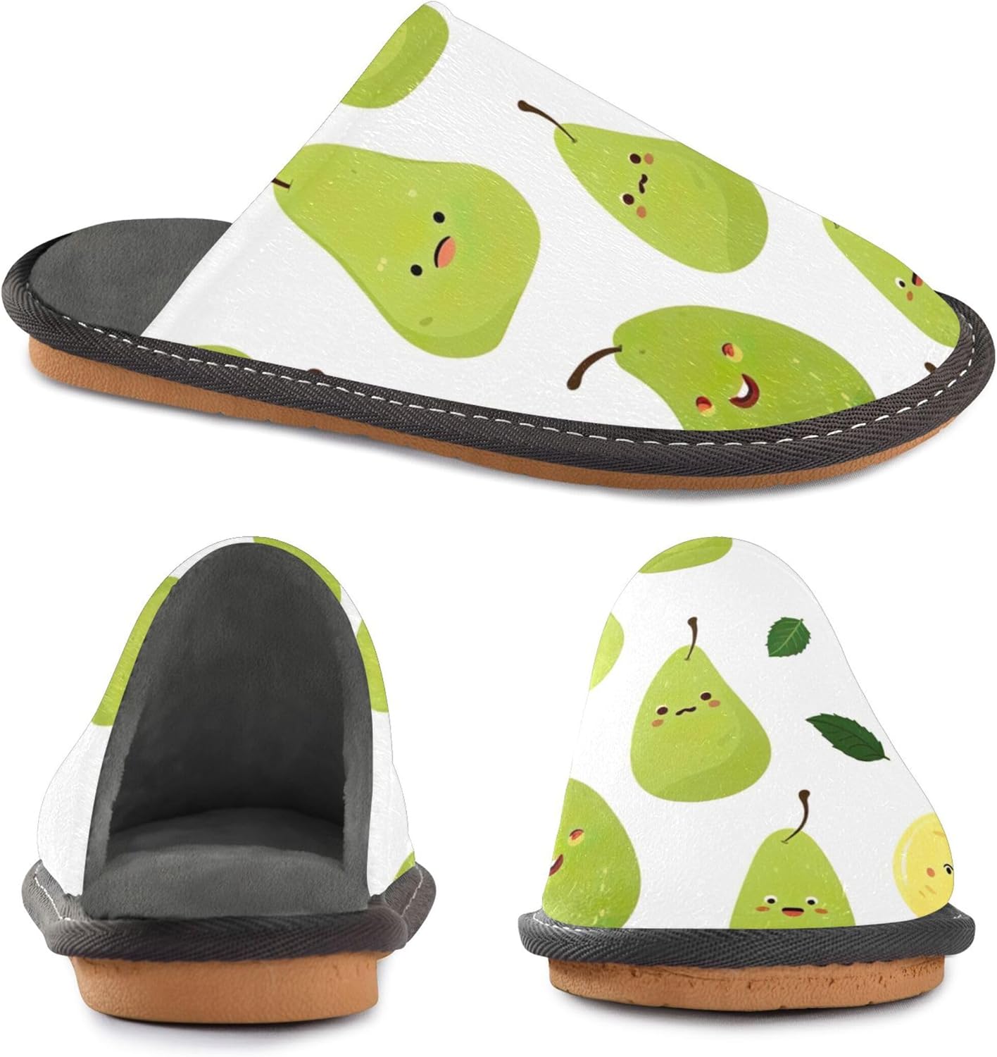 Pear Fruit House Slippers – Cozy Fuzzy Slippers for Guests, Washable & Disposable, Perfect for Shoeless Home, Spa & Hotel Use A112305