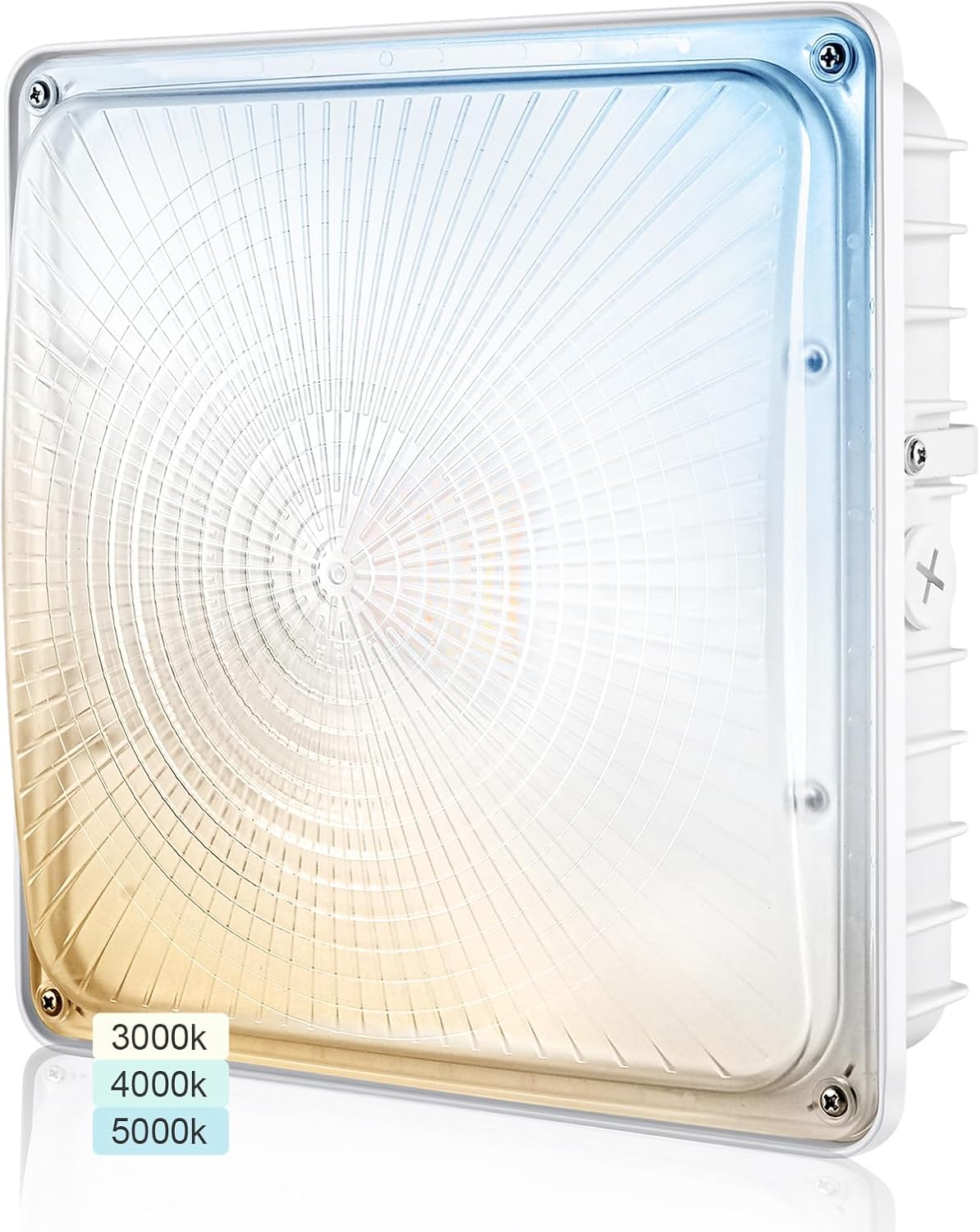 100W LED Canopy Lights 4Pack, 40/60/80/100W Selectable, 15000LM 5000K Square LED Canopy Lights Outdoor, Gas Station Carport Light for Garage Shop Warehouse, IP65, DIM, 100-277VAC, ETL Listed