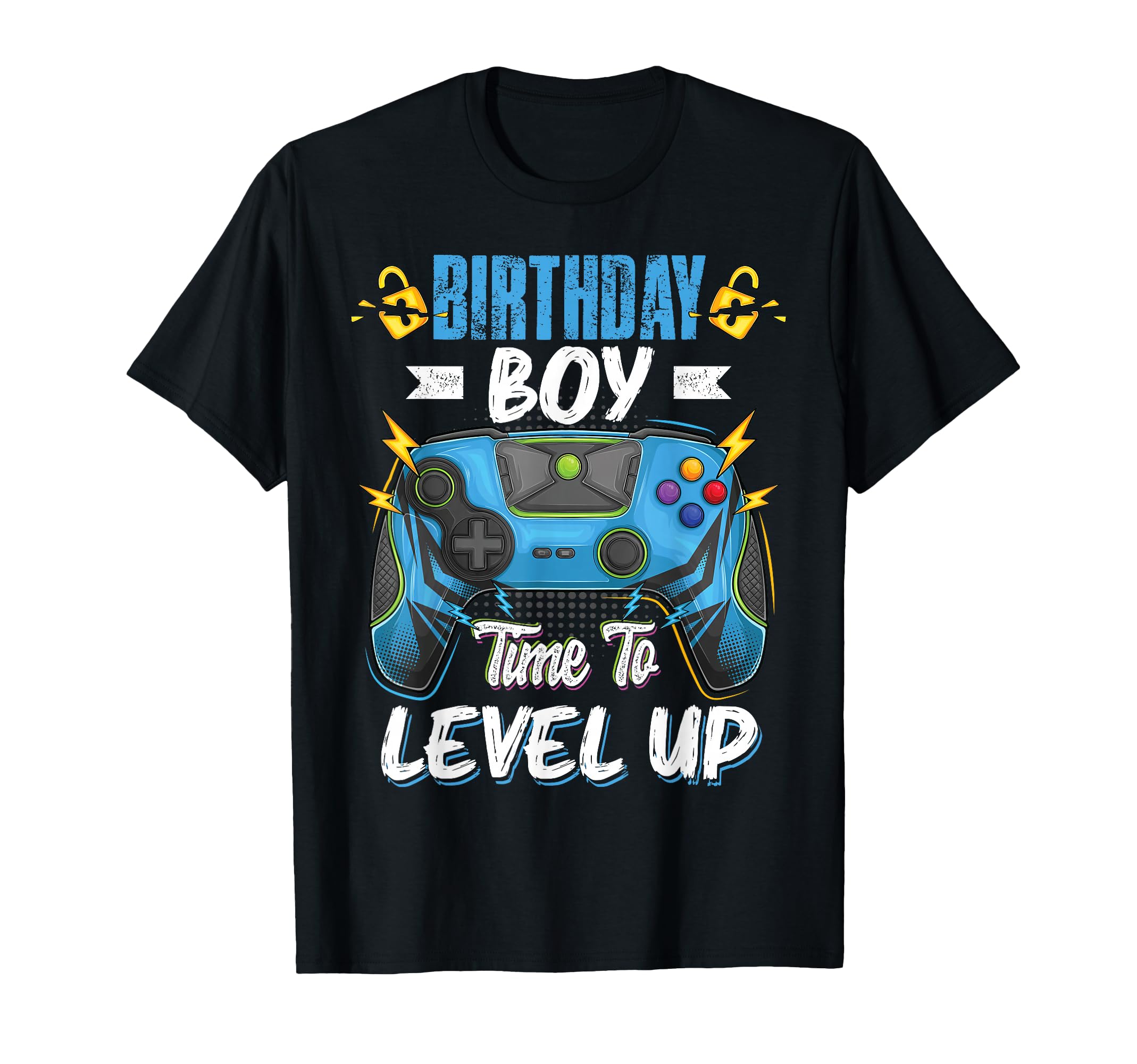 Birthday Boy Time to Level Up Video Game Birthday Boys Kids T-Shirt Small